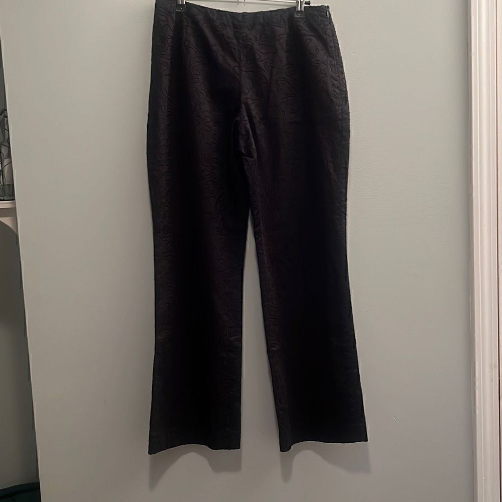 Talbots Collection Women's Black Swirl Textured Wide Leg Dress Pants Size 10